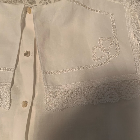 Vintage crisp linen pilgrim collar blouse - Picture 7 of 8